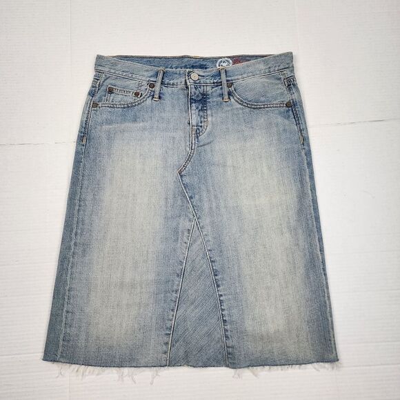 Gap Jeans Skirt Light Wash Blue Denim A-Line Knee Length Frayed Hem Size 6 - Picture 13 of 13